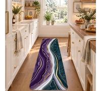 Abstract Agate Gemstone Pattern Modern Runner Rug 2x6 | Abstract Gemstone Pattern, Carpet Runner, Luxurious Gold Veins, Modern Elegant Style, Elegant Entryway Accents