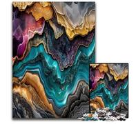 Abstract Agate Geode 1000 Piece Jigsaw Puzzle Wooden Puzzles Challenging Brain Teaser for Teenagers Family Game Night Fun 1000 PCS(75x50cm)