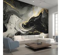 Abstract Agate Wallpaper - Black White Marble Wall Mural 250x175 cm (W x H), Non-Woven Photo Wallpaper Mural for Bedroom, Living Room, Hallway, Home Decor Y&W66