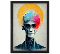 Abstract AI Cyborg Halo Saint Robot Artwork Framed Wall Art Print A4 Artery8 Black One Size