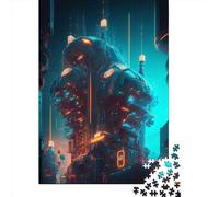 Abstract Alien Cityspace Wooden 1000 Pieces Jigsaw Puzzle for Adults Creative Rectangular Puzzle Brain Exercise Challenge Game Gift 1000pcs (75x50cm)