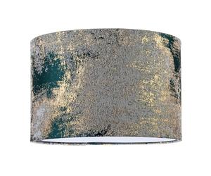 Abstract and Glam Forest Green Textured Jacquard Fabric Lamp Shade with Metallic Gold Highlights | 30cm x 20cm | Weathered Stone and Aged Patina Effect by Happy Homewares