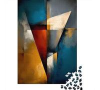 Abstract Angular Structure - Blue, Gold & Red Geometry 1000 Piece Jigsaw Puzzle, 52x38cm/1000pcs, for Adults, Screen-Free Leisure, Weekend Downtime And Year-Round Leisure