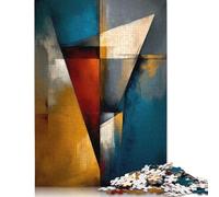 Abstract Angular Structure - Blue, Gold & Red Geometry Puzzle for Adults And Teenagers 500 Pieces Puzzle Adult Jigsaw Puzzle for Adults Teenagers Age 12+ 500pcs (52x38cm)
