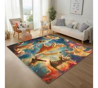 Abstract Animal Cat Rugs for Living Room 140x200cm Non-Slip Washable Rug for Bedroom large Thin Short Pile Floor Carpet Painted Galaxy Universe Area Rug for Office Dinning Room Playroom