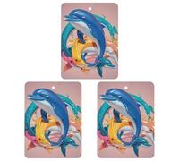Abstract Animal Dolphin Car Air Freshener, 3 Pcs Square Hanging Air Freshener Cards, Long Lasting Fragrance Scented Cards for Car, Home, Office Gray-style