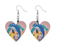 Abstract Animal Dolphin Wooden Earrings for Women, Vintage Elegant Wood Jewelry, Lightweight Earrings for Wedding, Party, Everyday Jewelry Gift, Love, Wood, wood