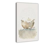 Abstract Animal Noah's Ark Children's Room Poster 2 Canvas Poster Wall Art Decor Print Picture Paintings for Living Room Bedroom Decoration 12x18inch(30x45cm)