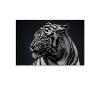 Abstract Animal Poster of An Angry Tiger in Monochrome Photo Poster Vintage Art, Wall Canvas, Decoration Aesthetic, Living Room, Kids Room Dormitory, Cafe, Bathroom, Suitable for Bedroom, Gym, Cool Cl