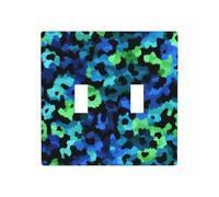 Abstract Animal Print Blue Green Double Gang Toggle Light Cover Wall Plate Switch Decor Standard Size - 11.4x11.4cm