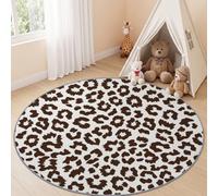 Abstract Animal Spot Round Rug 160 cm Large Living Room | Washable Non Slip Leopard Print Area Rug, Black Carpet Bedroom Accent Mat Home Décor Rugs Pads Floor Protectors