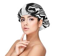 Abstract Animal Zebra Print Adult's Satin Sleeping Cap - Adjustable Elastic Sleep Bonnet - Perfect for Overnight Hairstyles and Hair Care Black