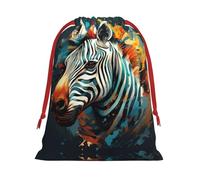 Abstract Animal Zebra Print Drawstring Present Bag Wrapping Reusable Bag Present Wrap Bags for Christmas