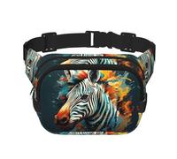 Abstract Animal Zebra print Fanny Pack Waist Packs with Extender for Men Women, Waist Bag Hip Pack with Zipper Pockets, Black, One Size