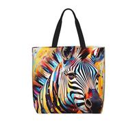 Abstract Animal Zebra Print Large Capacity Shoulder Bag For Women Reusable Lightweight Commute Everyday Tote