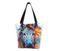 Abstract Animal Zebra Print Lightweight Shoulder Bag Beach Fashion Handbag Travel Work Functional Accessory