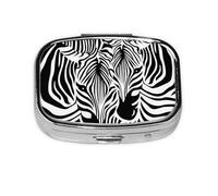 Abstract Animal Zebra Print,Meta Pill Box 2 Compartment Medicine Case,Portable Organizer