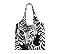Abstract Animal Zebra Print,Reusable Tote Bags Grocery Bags Large Capacity Canvas Shopping Shoulder bag