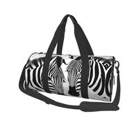 Abstract Animal Zebra Print Round Duffel Bag, Canvas Overnight Travel Tote Bag, Waterproof and Tear-Resistant.Foldable Weekend Travel Bag