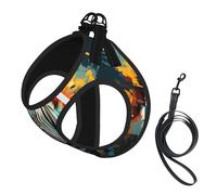Abstract Animal Zebra Print Small Dog Harness with Leash Set, No Escape Easy Walk Puppy Harnesses for Training Walking