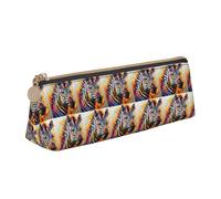 Abstract Animal Zebra Print Student Pencil Case Large Capacity Triangle Pouch Daily Essentials School College