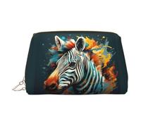 Abstract Animal Zebra Print Stylish Cosmetic Bag for Women Travel Daily Use Vanity Pouch Toiletry Storage