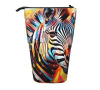 Abstract Animal Zebra Print Telescopic Adjustable Pencil Case Lightweight Organizer for Office Travel Pen Bag