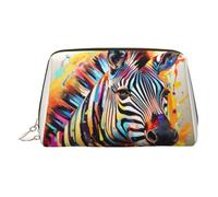 Abstract Animal Zebra Print Women Makeup Bag Cosmetic Travel Vanity Pouch Toiletry Everyday Essential Organizer