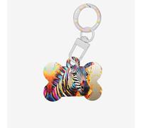 Abstract Animal Zebra Printing Dog Tag Bone Shaped Double Sided Pattern Dog Id Tags Bone Shaped Pet Name Tags Dog Collar Tags
