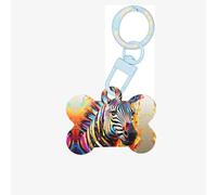 Abstract Animal Zebra Printing Dog Tag Bone Shaped Double Sided Pattern Dog Id Tags Bone Shaped Pet Name Tags Dog Collar Tags