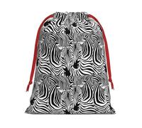 Abstract Animal Zebra Printing Drawstring Gift Bag With Red Ribbon Soft Stylish For Christmas Halloween Fits Card Candies