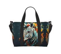 Abstract Animal Zebra Women Travel Duffel Bag, Large Weekender Carry-On Tote, Gym Workout Bag,Mommy Hospital Bag, Black, One Size
