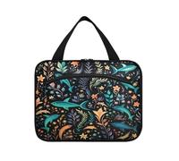 Abstract Animals Dolphins Hanging Travel Toiletry Cosmetic Makeup Bag Large Capacity Foldable Storage Wash Bags for Women Girls Bathroom