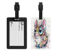 Abstract Animals Luggage Tags for Suitcases with Durable Loop Privacy Cover ID Label Travel Bag Cute Luggage Identifiers for Women Men Travel Backpack Traveling Accessories