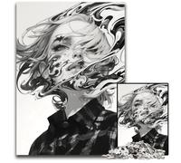 Abstract Anime Girl 1000Pc Adults Jigsaw Puzzle Wooden Jigsaw Puzzles for Adults for Teenagers Couples And Friends for Birthdays Christmas 1000 PCS(75x50cm)