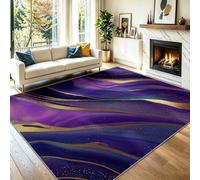 Abstract Area Rug 120 x 180 cm, Washable Soft Non-Slip Carpet with Luxury Swirl Stripes Pattern, Dark Purple Low Pile Modern Indoor Throw Carpet for Living Room Bedroom Office