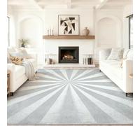 Abstract Area Rug 160 x 230 cm, Washable Living Room Rug Cream Non-slip Soft Accent Carpet Rugs, Lines Distressed Texture Floor Carpet for Bedroom Home Office Dining Room Kitchen