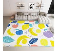 Abstract Area Rug for Living Room - 80 x 150 cm Machine Washable Rug Soft Short Pile for Bedroom Kitchen, Fruit Lemon Banana Print Rugs Stain Resistant Home Decor Office Carpet, Colorful