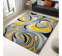 Abstract Area Rugs for Bedroom - Curves Lines Printed Rugs Living Room 120 x 170 cm, Grey Carpet Durable Super Soft Rugs Easy to Clean for Dining Room Office Laundry