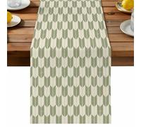 Abstract Arrow Weave Table Runner, Modern Minimalist Sage Green Repeating Geometrical Cotton and Table Linen Runner for Kitchen Dining Home Decor for Party Festival Holiday Decoration Gift 13x70in