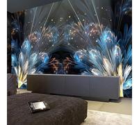 Abstract Art Beautiful Blue Dazzling Flower 3D Wallpaper Luxury Silk Study Dining Feature Sofa Grey Bedroom Living Room Tv Decorative Wall-150cm×105cm
