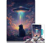 Abstract Art Black Cat 1000 Piece Jigsaw Puzzles for Adults,Family Game Stress Reliever Difficult Challenge Artists Collection,Fine Art (50x75cm)