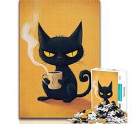 Abstract Art Black Cat 1000 Piece Jigsaw Puzzles for Teenagers,Toys Educational Games Stress Relieving Suitable for Desktop Decoration (75x50cm)