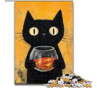 Abstract Art Black Cat 1000 Pieces Jigsaw Puzzles for Adults And Teens, Challenging Game for Is Ideal As A Gift for The Whole Family (26x38cm)