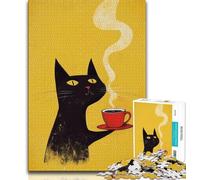 Abstract Art Black Cat Adult Puzzles 1000 Pieces,Help The Brain Exercise Addictive Toys to Cultivate Patience Parent-child Interaction (50x75cm)
