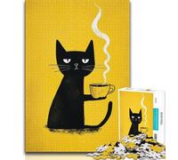Abstract Art Black Cat Jigsaw Puzzles for Teenagers 1000 Piece,Educational Games Home Decoration Suitable for Desktop Decoration (38x26cm)