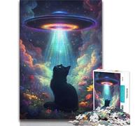 Abstract Art Black Cat JigsawPuzzle 1000 Pieces for Teenagers,Challenging Game And Family Play Wall Decoration Unique Birthday And Xmas Gifts (38x26cm)