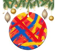 Abstract Art Ceramic Christmas Ornaments 3 Inch Vintage Hanging Baubles with Gold String for Xmas Tree Decorations Holiday Party Yard Garden Home Decor Festive Keepsake Gift Exchange