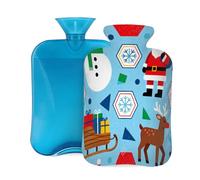 Abstract Art Christmas Pattern Hot Water Bottle with Cover, 2L PVC Hot Water Bag for Pain Relief, Hand Foot Warmer, Hot & Cold Therapy with Removable Cover, Gift for Women Kids Family