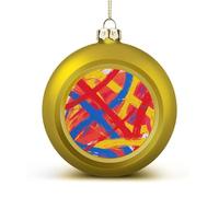 Abstract Art Christmas Tree Ornaments 1.6 Inch Shatterproof Pc Plastic Balls with Lanyard Baubles Hanging Christmas Ball Ornaments for Xmas Tree Holiday Party Wedding Home Decorations-Golden